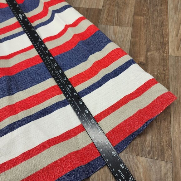 ASOS Womens Size 12 Bold Striped Patriotic V-Back Ruffle Accent Mini Shift Dress - Picture 11 of 12